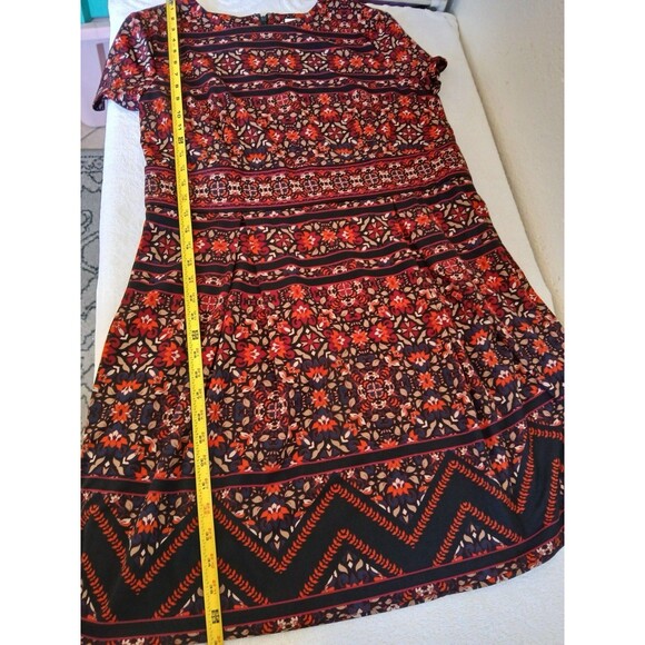 Chico's Floral Striped Print Short Sleeve Dress Knee Length Size 3  XL Stretch - Picture 9 of 15